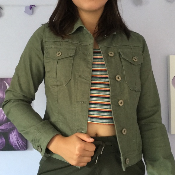 denim jacket army green